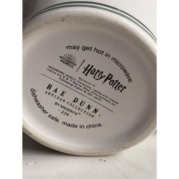 Rae Dunn Hogwarts Slytherin House Mug Harry Potter Double Sided Snake NEW - Picture 8 of 8